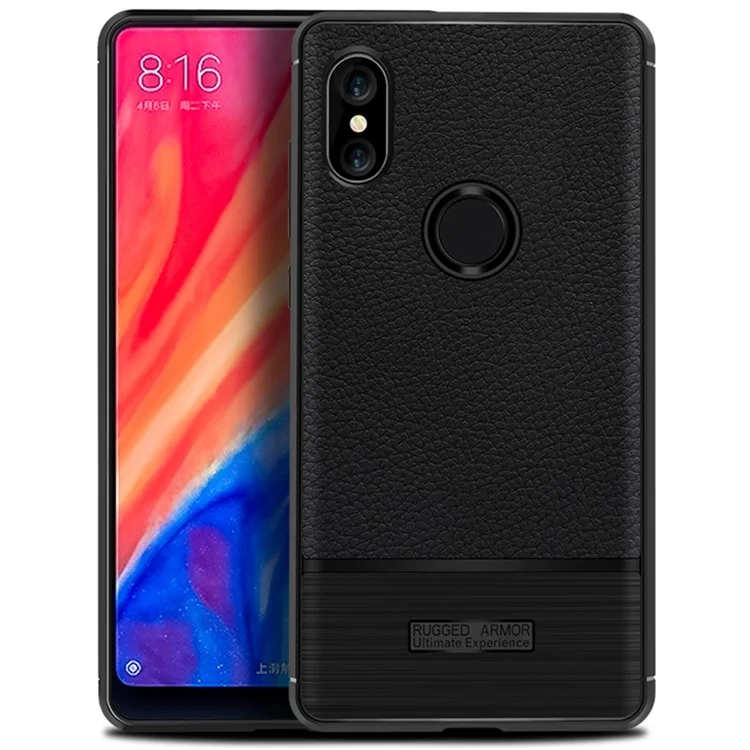 Litchi Texture Brushed TPU Mobile Phone Case for Xiaomi Mi Mix 2s - Black