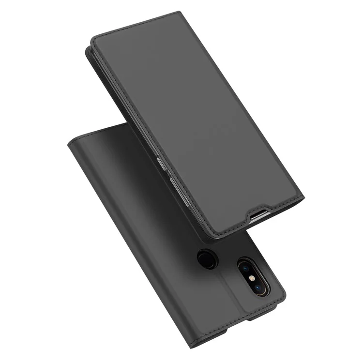 DUX DUCIS Skin Pro Series for Xiaomi Mi Mix 2s Leather Stand Mobile Cover with Card Holder - Dark Grey