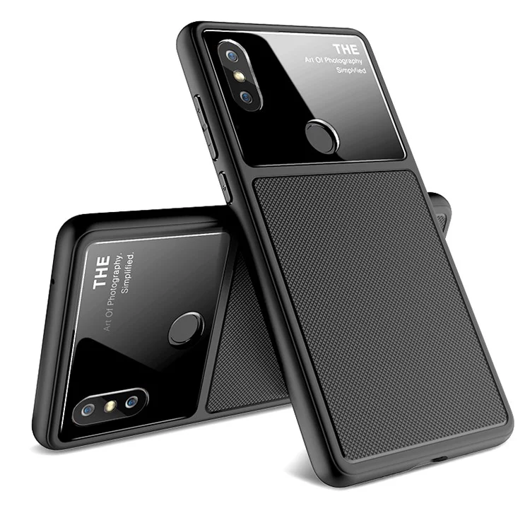 LENUO Tempered Glass Lens TPU Case for Xiaomi Mi Mix 2s - Black