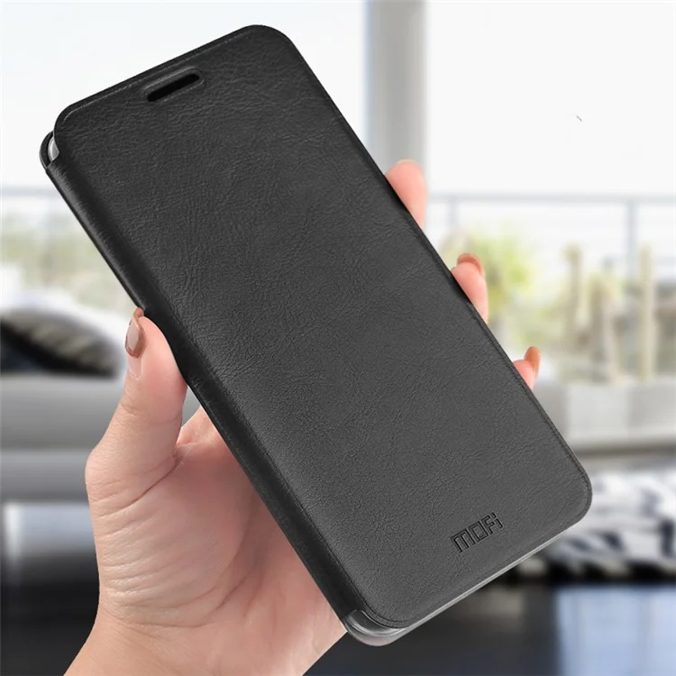 MOFI Rui Series Crazy Horse Flip PU Leather Phone Case for Xiaomi Redmi Note 5 Pro (Dual Camera) / Redmi Note 5 (China) - Black