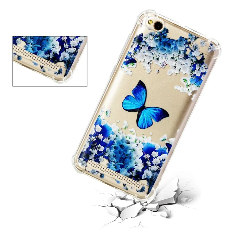Pattern Printing Shockproof TPU Soft Case for Xiaomi Redmi 5A - Blue Butterfly
