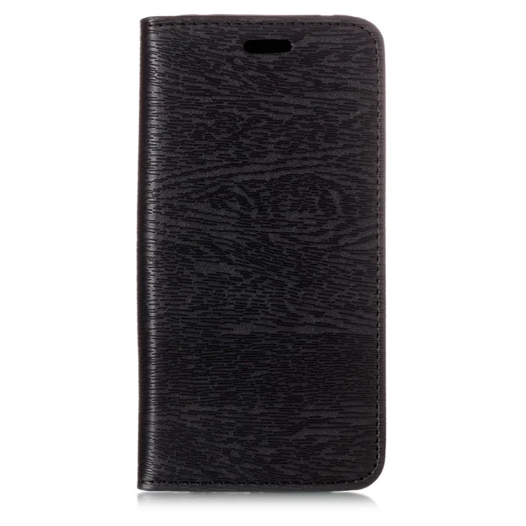Wood Pattern PU Leather Auto-absorbed Case for Xiaomi Redmi Note 5 (12MP Rear Camera) / Redmi 5 Plus (China) - Black