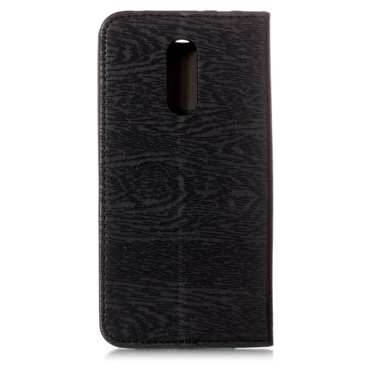 Wood Pattern PU Leather Auto-absorbed Case for Xiaomi Redmi Note 5 (12MP Rear Camera) / Redmi 5 Plus (China) - Black