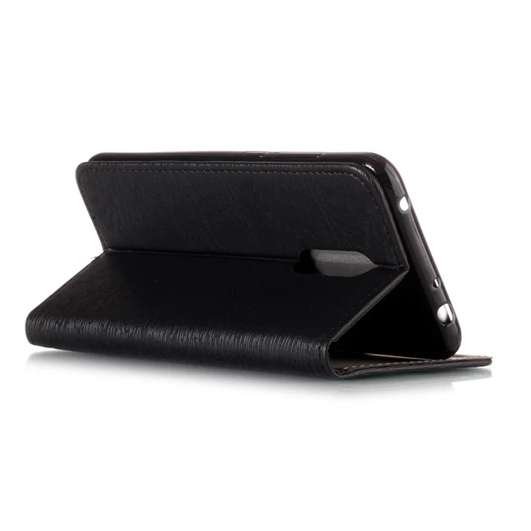 Wood Pattern PU Leather Auto-absorbed Case for Xiaomi Redmi Note 5 (12MP Rear Camera) / Redmi 5 Plus (China) - Black