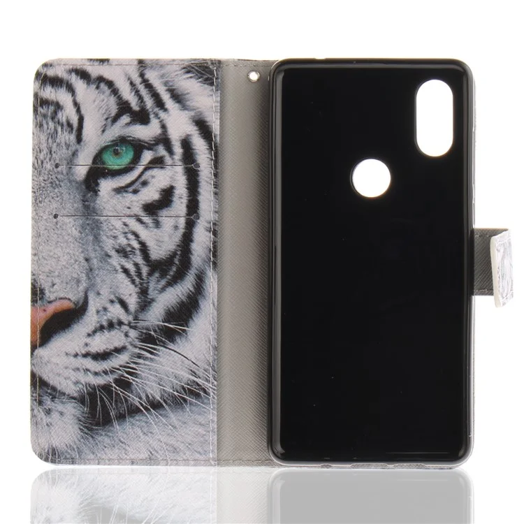 Pattern Printing Wallet Leather Stand Case for Xiaomi Mi Mix 2s - Tiger Pattern