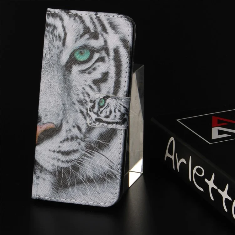 Pattern Printing Wallet Leather Stand Case for Xiaomi Mi Mix 2s - Tiger Pattern