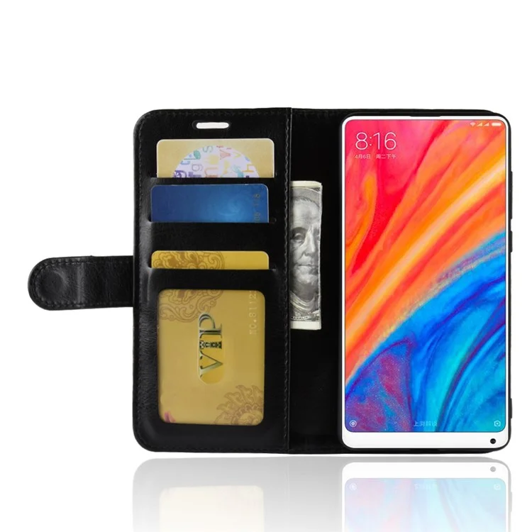 Crazy Horse Wallet Leather Stand Case for Xiaomi Mi Mix 2s - Black