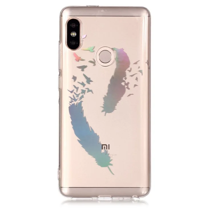 Colorful Laser Carving Patterned TPU Phone Casing for Xiaomi Redmi Note 5 Pro (Dual Camera) / Redmi Note 5 (China) - Two Feathers