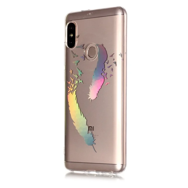 Colorful Laser Carving Patterned TPU Phone Casing for Xiaomi Redmi Note 5 Pro (Dual Camera) / Redmi Note 5 (China) - Two Feathers