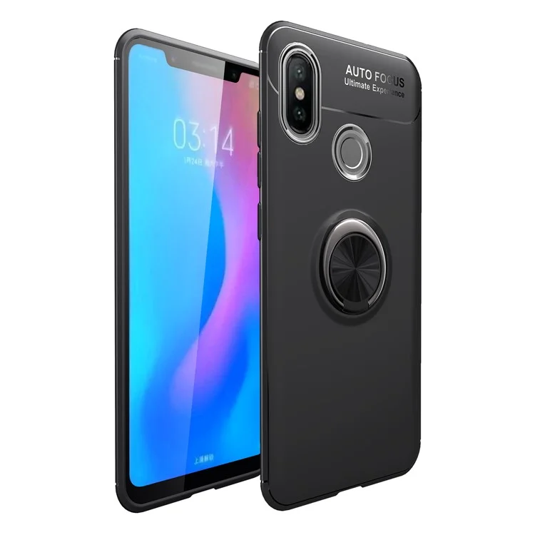 Fingerring Kickstand TPU Mobile Hülle Für Xiaomi Mi 8 (eingebaute Magnetmetallblech) - Schwarz