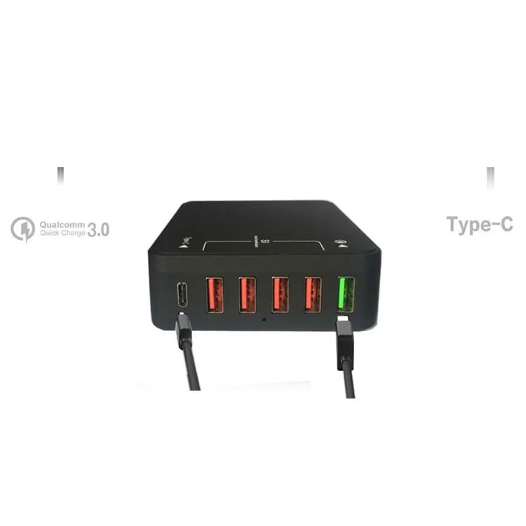 Schnellladung 3.0 Desktop-Ladegerät 6-Port Intelligentes USB-Wandladegerät Mit Typ C-Anschluss - EU-Stecker