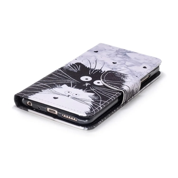 Pattern Printing PU Leather Protection Cell Phone Cover for Xiaomi Mi A2 / Mi 6X - Black and White Cats