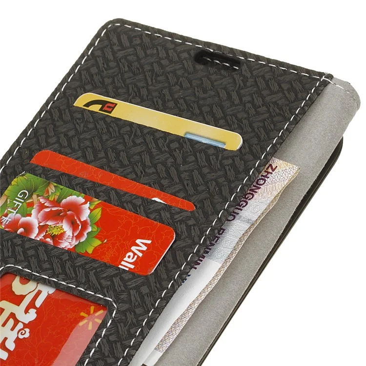 Woven Texture Wallet Magnetic Leather Mobile Casing for Xiaomi Mi 8 (6.21-inch) - Black