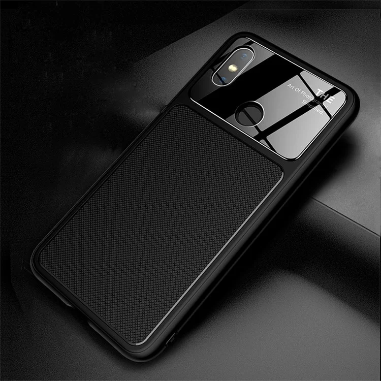 LENUO Tempered Glass Lens TPU Phone Case for Xiaomi Mi 8 - Black