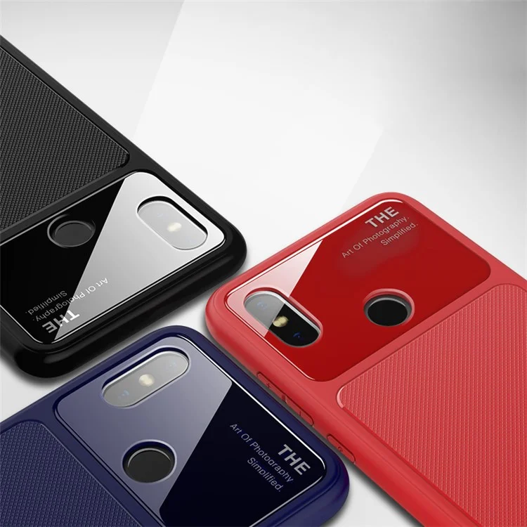 LENUO Tempered Glass Lens TPU Phone Case for Xiaomi Mi 8 - Black