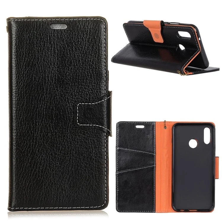 Crazy Horse Genuine Leather Wallet Stand Flip Case for Xiaomi Mi A2 / Mi 6X - Black