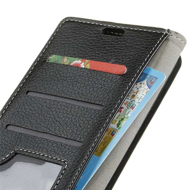 Litchi Texture PU Leather Magnetic Wallet Case Cover for Xiaomi Mi 6X / A2 - Black
