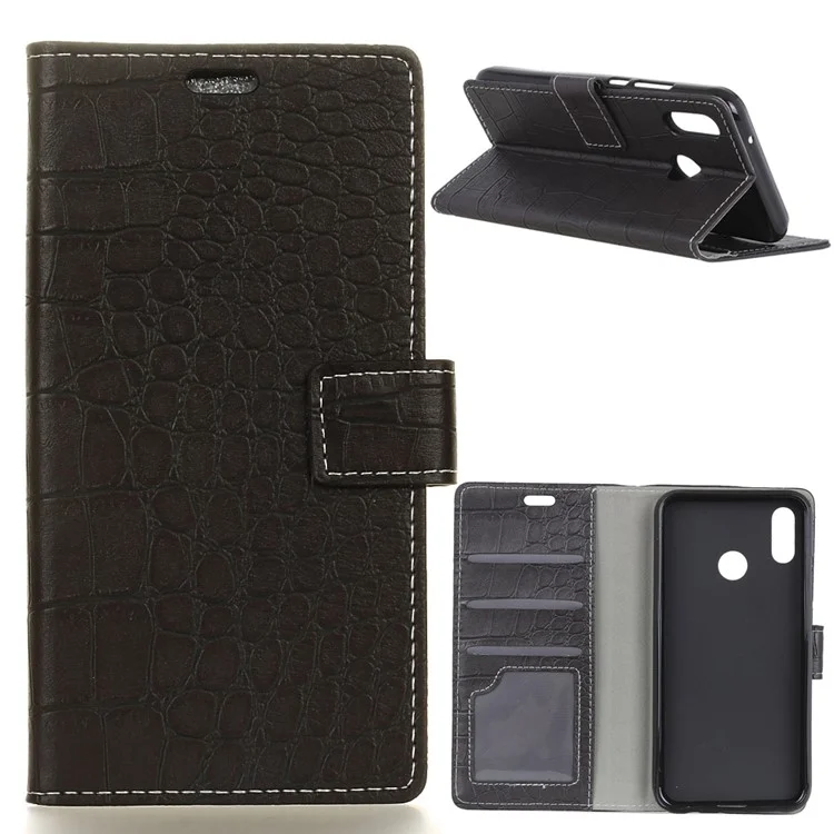 Crocodile Texture PU Leather Magnetic Stand Wallet Phone Case for Xiaomi Redmi S2 / Y2 - Black