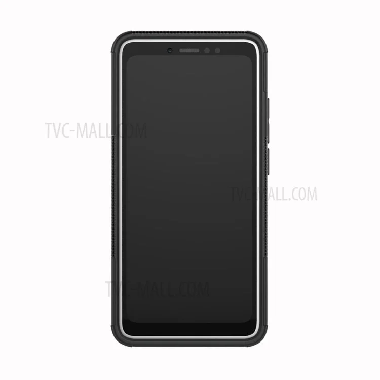 Tire Pattern Kickstand PC + TPU Hybrid Cover for Xiaomi Redmi S2 / Y2 - All Black