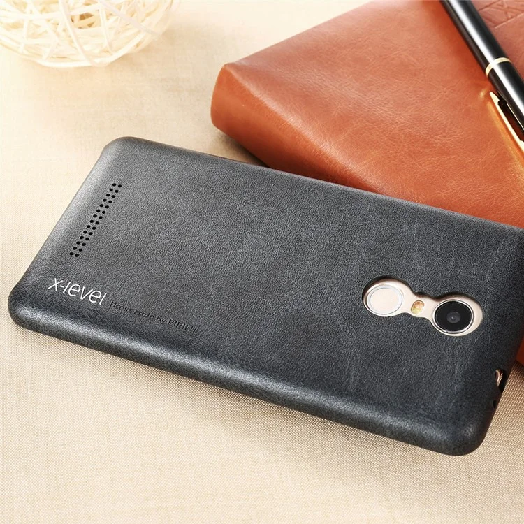 X-LEVEL Vintage Series Leather Coated Hard Case for Xiaomi Redmi Note 3 / Note 3 Pro - Black