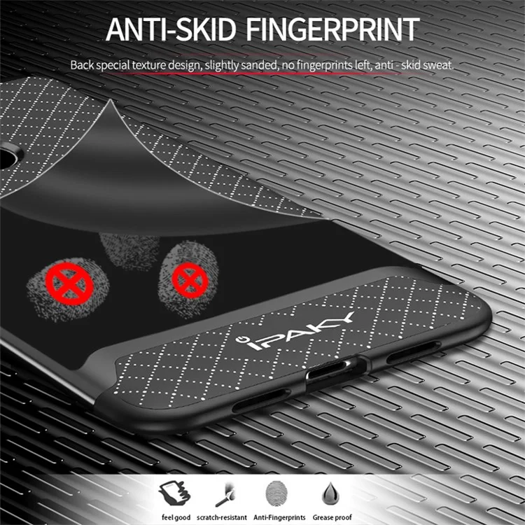 IPAKY 2-Piece PC Bumper + TPU Back Phone Case for Xiaomi Mi 8 (6.21-inch) - Black