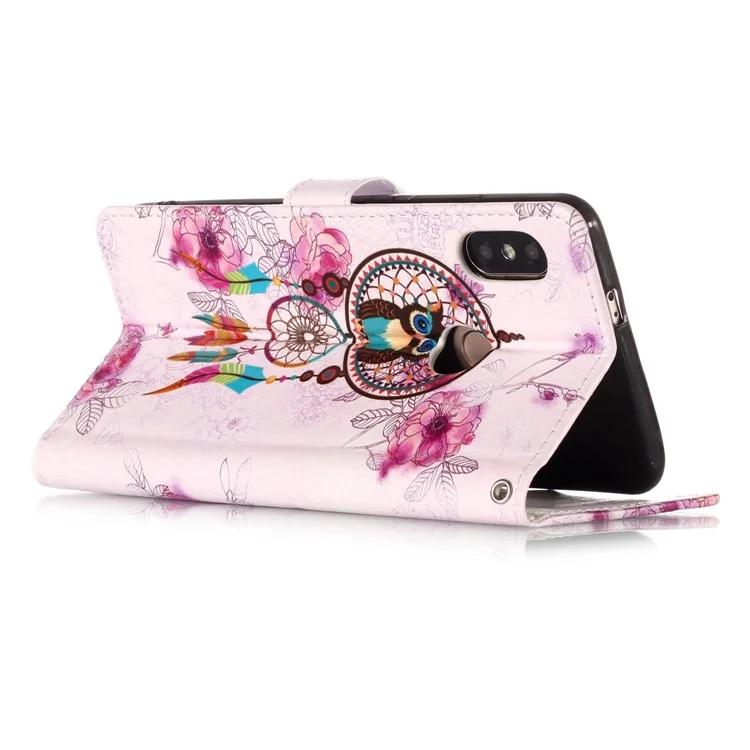 Embossing Pattern  Leather Wallet Stand Case for Xiaomi Redmi Note 5 Pro (Dual Camera) / Redmi Note 5 (China) - Dream Catcher and Owl
