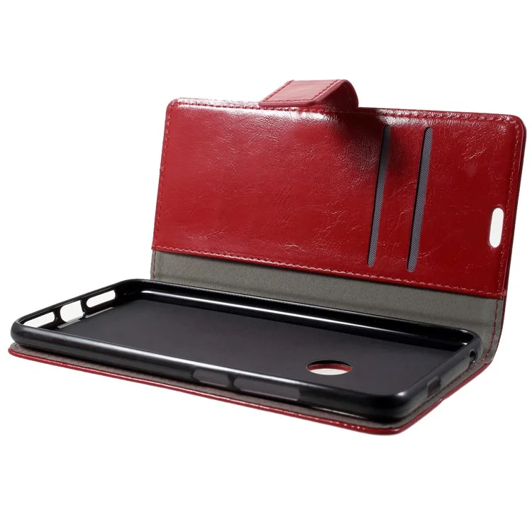 Crazy Horse PU Leather Wallet Stand Phone Case for Xiaomi Redmi S2 / Y2 - Red