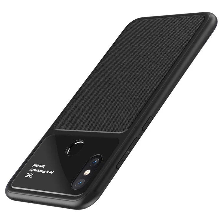 Tempered Glass Lens TPU Phone Case for Xiaomi Mi 8 (6.21-inch) - Black