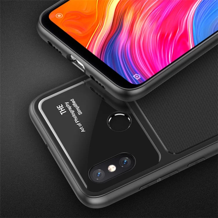 Tempered Glass Lens TPU Phone Case for Xiaomi Mi 8 (6.21-inch) - Black