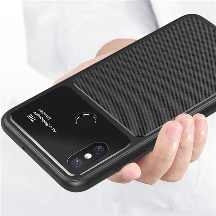 Tempered Glass Lens TPU Phone Case for Xiaomi Mi 8 (6.21-inch) - Black