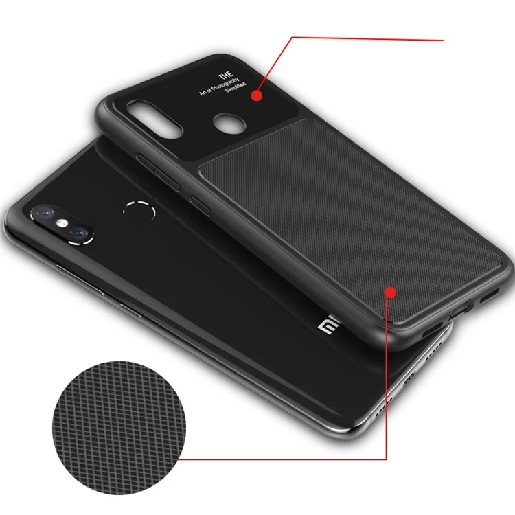 Tempered Glass Lens TPU Phone Case for Xiaomi Mi 8 (6.21-inch) - Black