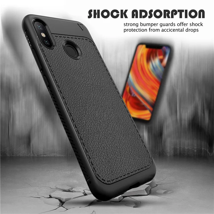 IVSO Gentry Series Litchi Texture Leather Coated TPU Case for Xiaomi Mi 8 (6.21-inch) - Black