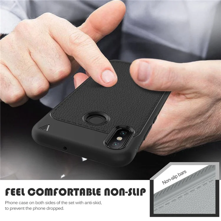 IVSO Gentry Series Litchi Texture Leather Coated TPU Case for Xiaomi Mi 8 (6.21-inch) - Black