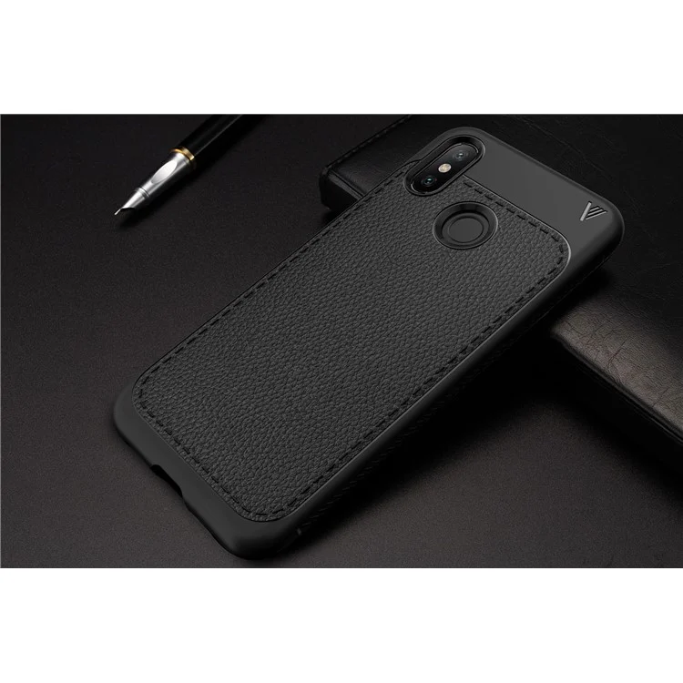 IVSO Gentry Series Litchi Texture Leather Coated TPU Case for Xiaomi Mi 8 (6.21-inch) - Black