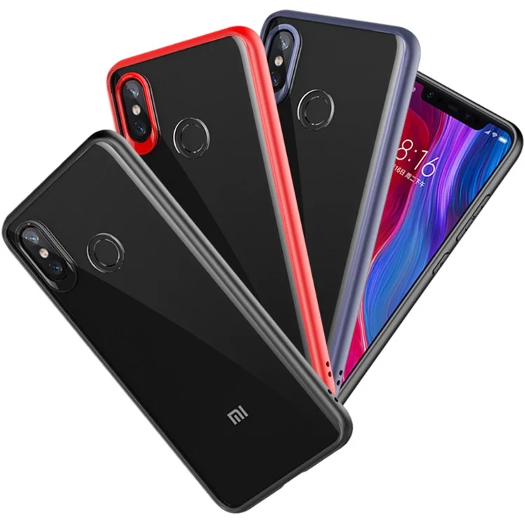 Clear PC Back + TPU Frame Hybrid Phone Case for Xiaomi Mi 8 (6.21-inch) - Black
