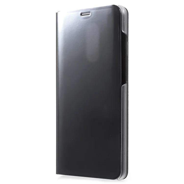 View Window Plated Mirror Surface Leather Phone Case with Stand for Xiaomi Redmi 5 - Black