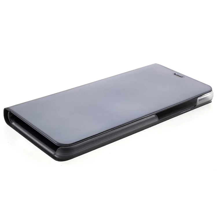 View Window Plated Mirror Surface Leather Phone Case with Stand for Xiaomi Redmi 5 - Black