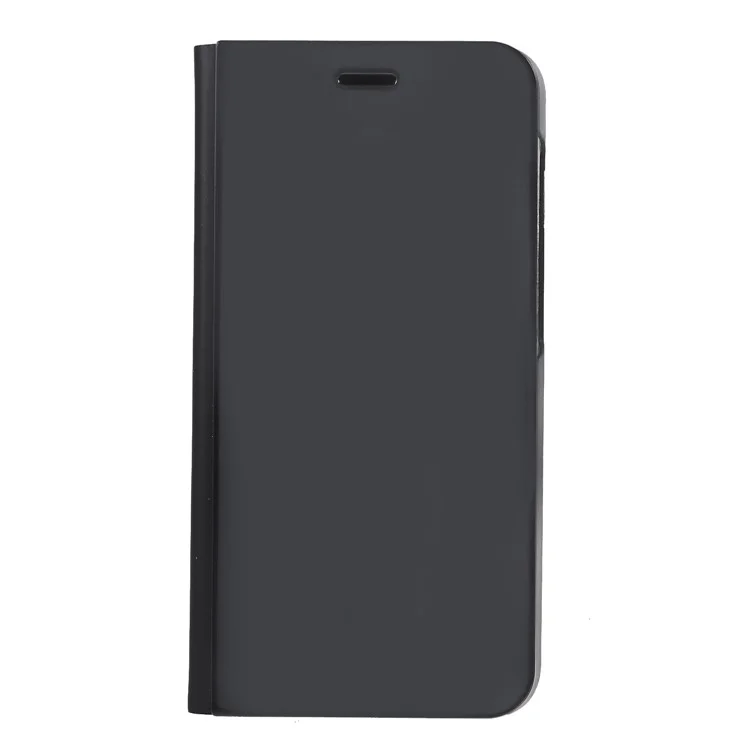 Electroplating Mirror Surface View Window Leather Stand Cover for Xiaomi Redmi 4X - Black