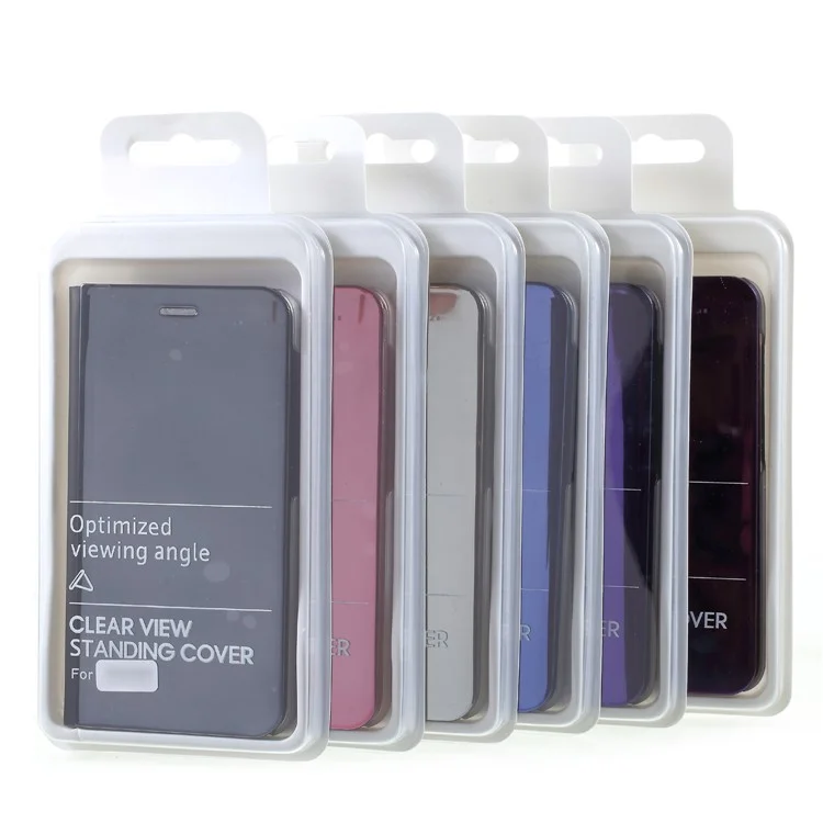 Electroplating Mirror Surface View Window Leather Stand Cover for Xiaomi Redmi 4X - Black