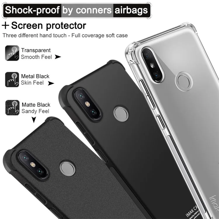 IMAK for Xiaomi Redmi S2 / Y2 Skin Feel Anti-drop TPU Case + Explosion-proof Screen Film - Metal Black