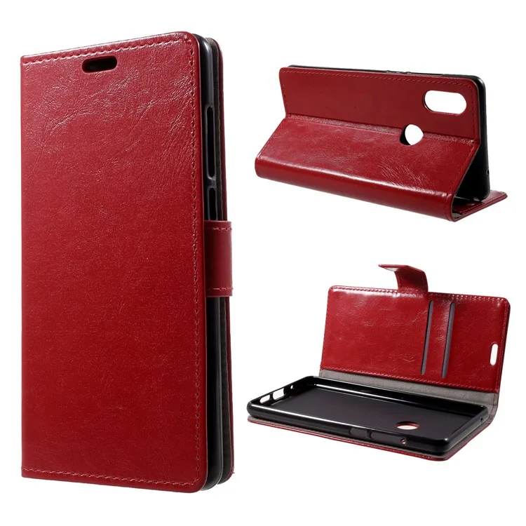 Crazy Horse Texture Wallet Stand Leather Flip Case for Xiaomi Mi Mix 2s - Red