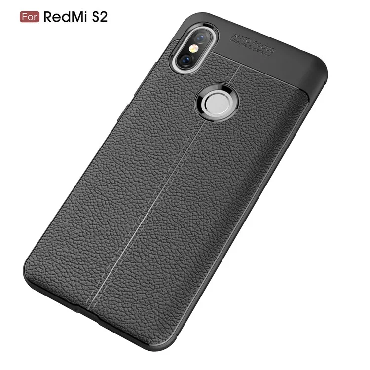 Litchi Texture TPU Mobile Phone Cover for Xiaomi Redmi S2 / Y2 - Black