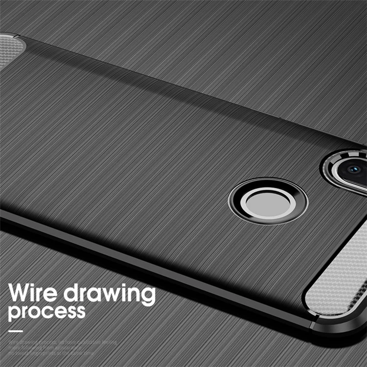IPAKY Carbon Fiber Texture Brushed TPU Phone Case for Xiaomi Redmi S2 / Y2 - Black