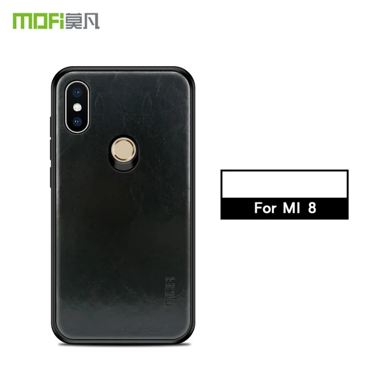 MOFI PU Leather Coated PC + TPU Hybrid Case for Xiaomi Mi 8 (6.21-inch) - Black