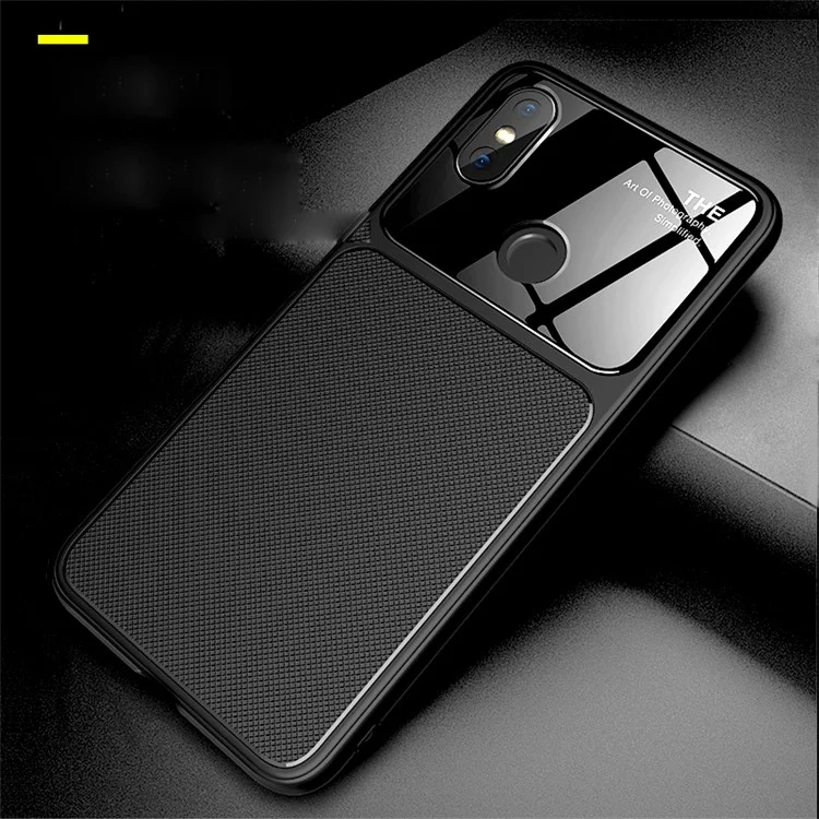 LENUO Tempered Glass Lens TPU Phone Case for Xiaomi Mi A2 / Mi 6X - Black