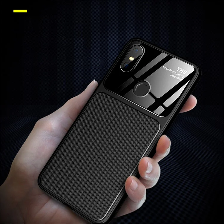 LENUO Tempered Glass Lens TPU Phone Case for Xiaomi Mi A2 / Mi 6X - Black