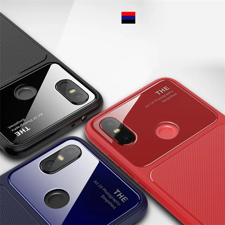 LENUO Tempered Glass Lens TPU Phone Case for Xiaomi Mi A2 / Mi 6X - Black