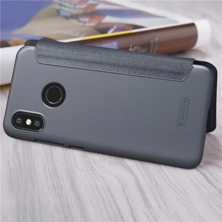 NILLKIN Sparkle Series Smart Leather Flip Cover for Xiaomi Mi 8 (6.21-inch) - Grey