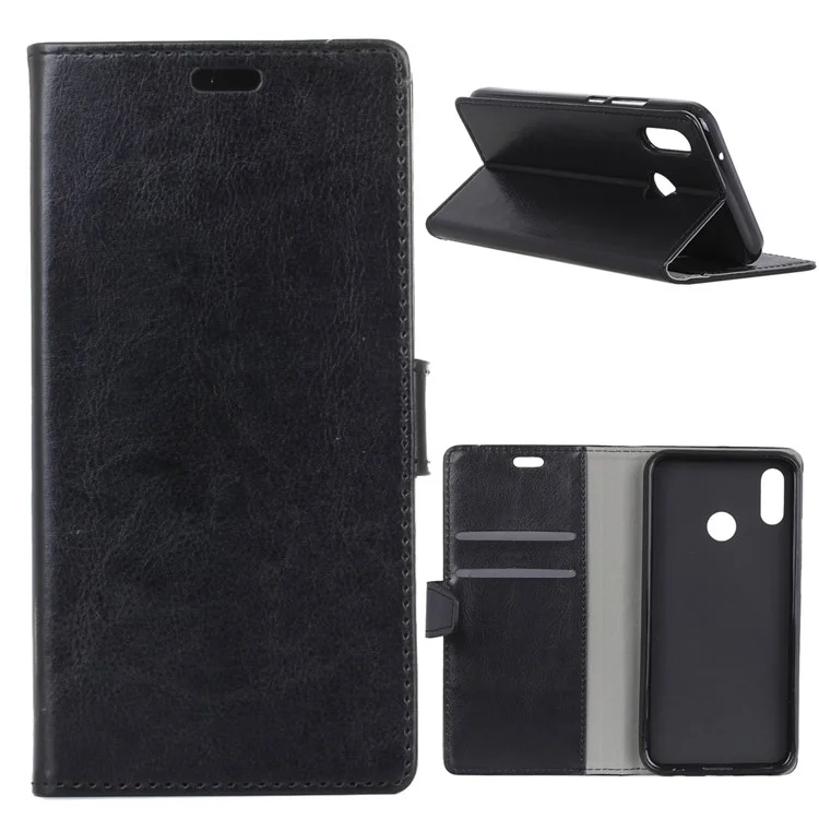 Crazy Horse Leather Wallet Case for Xiaomi Mi 8 SE (5.88-inch) - Black
