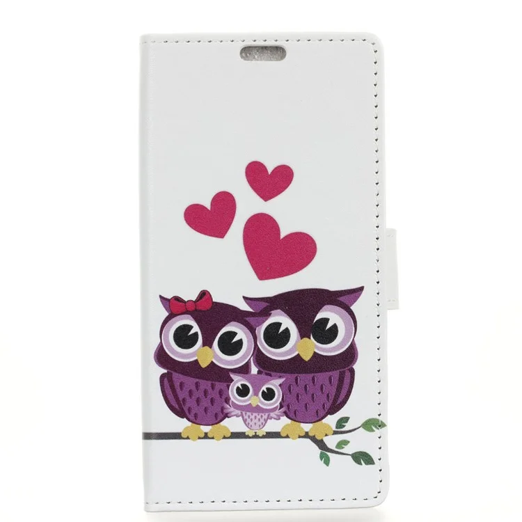 Pattern Printing Stand Leather Wallet Mobile Case for Xiaomi Mi 8 SE (5.88-inch) - Sweet Owl Family